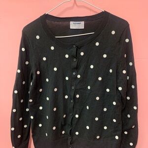 Old Navy Black Cardigan with Polka Dots